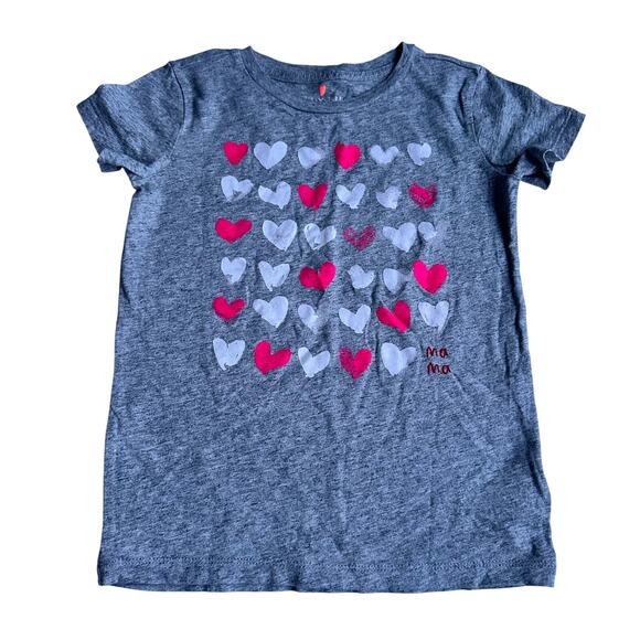 Crewcuts Gray Heart Print Short Sleeve Tee - Girls Size Small - Picture 1 of 3